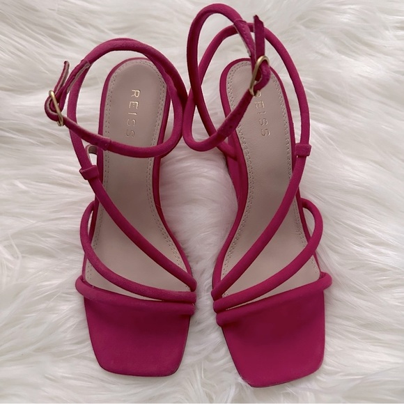 REISS Cassie Suede Strappy Wedge Heels
